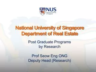 National University of Singapore Department of Real Estate