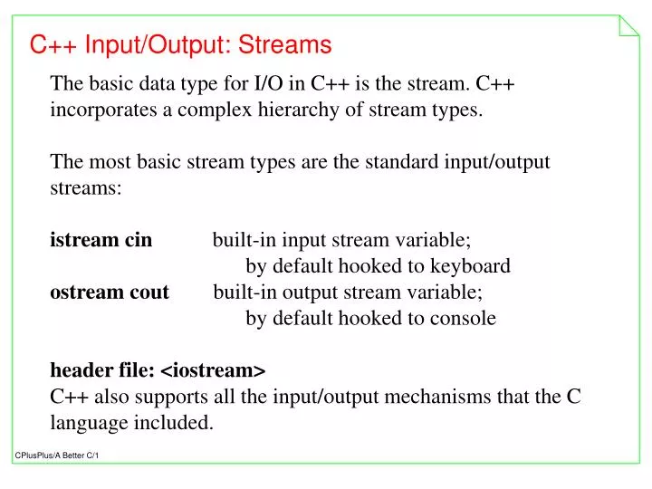 c input output streams
