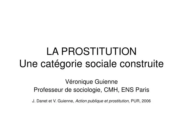la prostitution une cat gorie sociale construite