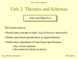 Unit 2: Theories and Schemas