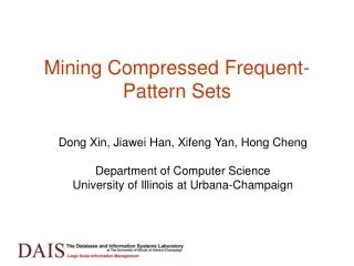 Mining Compressed Frequent-Pattern Sets
