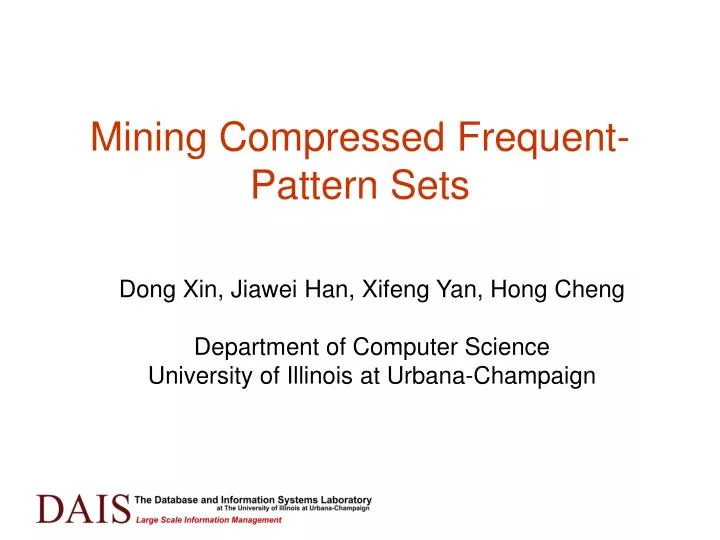 mining compressed frequent pattern sets