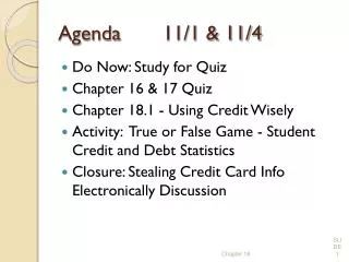 Agenda		11/1 &amp; 11/4