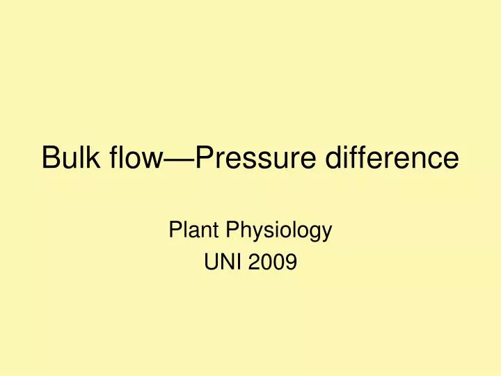bulk flow pressure difference