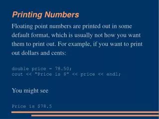Printing Numbers