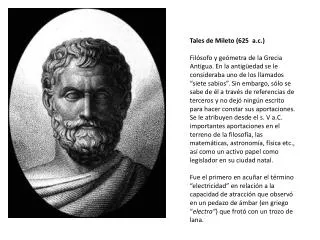 Tales de Mileto (625 a.c.)