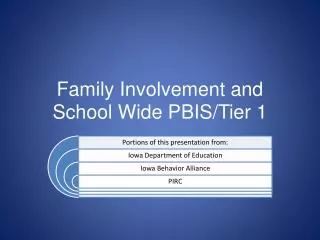 Family Involvement and School Wide PBIS/Tier 1