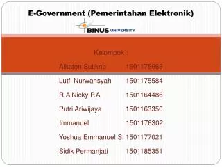 E -Government (Pemerintahan Elektronik)