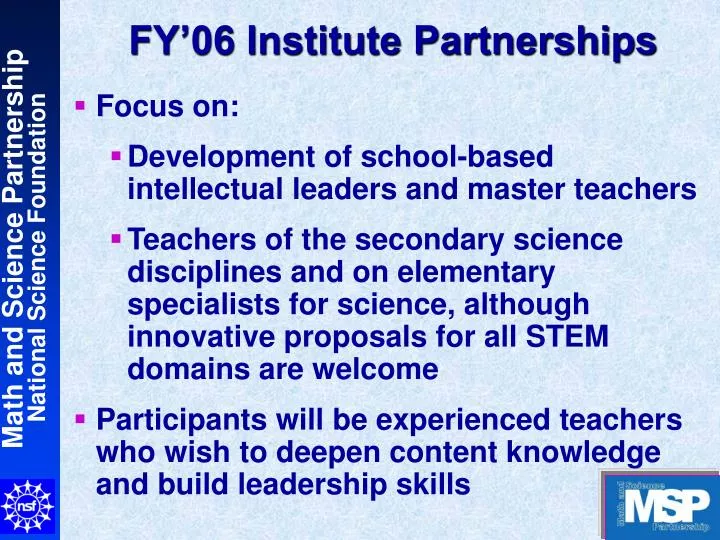 fy 06 institute partnerships