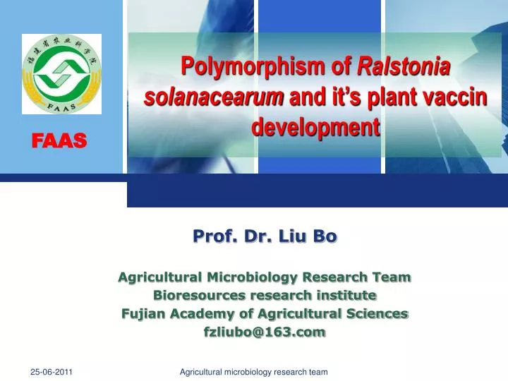 polymorphism of ralstonia solanacearum and it s plant vaccin development
