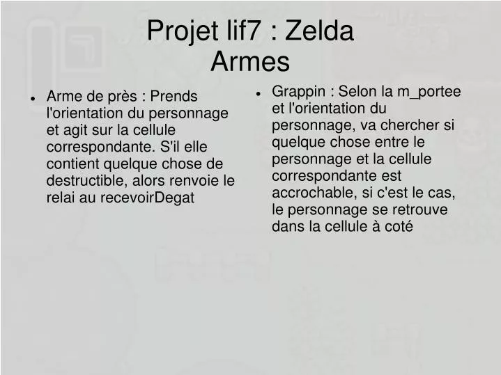 projet lif7 zelda armes
