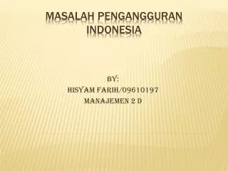 Masalah Pengangguran Indonesia