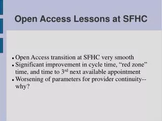 Open Access Lessons at SFHC