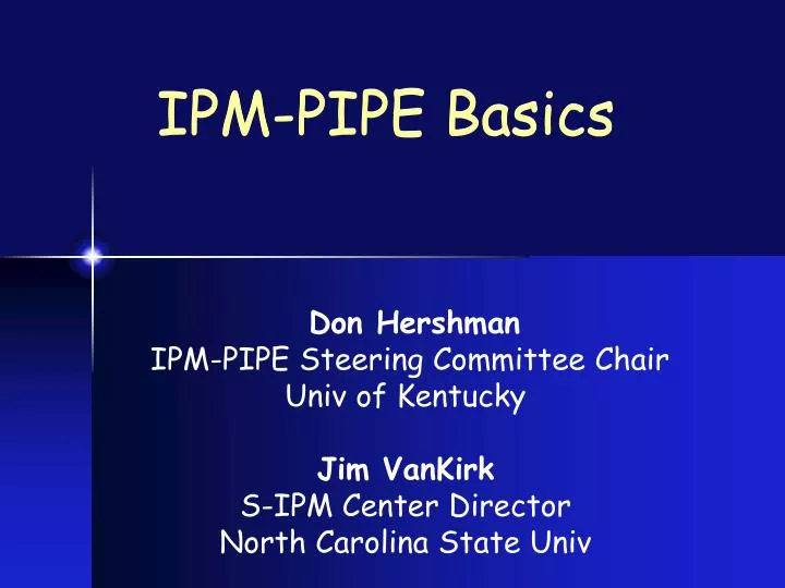 ipm pipe basics