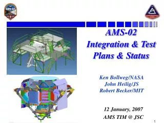 AMS-02 Integration &amp; Test Plans &amp; Status