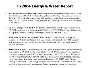 FY2004 Energy &amp; Water Report