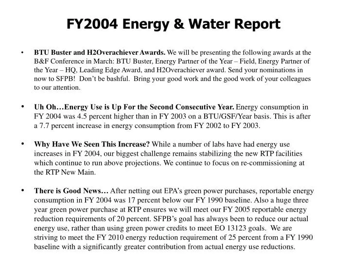 fy2004 energy water report