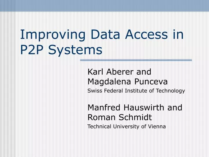 improving data access in p2p systems