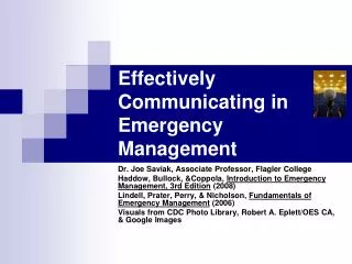 Effectively Communicating in Emergency Management