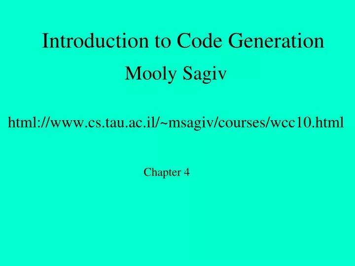 introduction to code generation