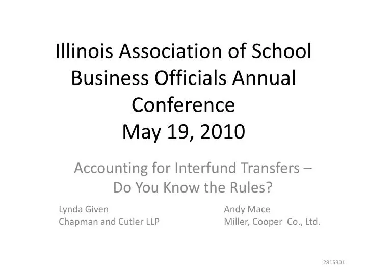 illinois association of school business officials annual conference may 19 2010