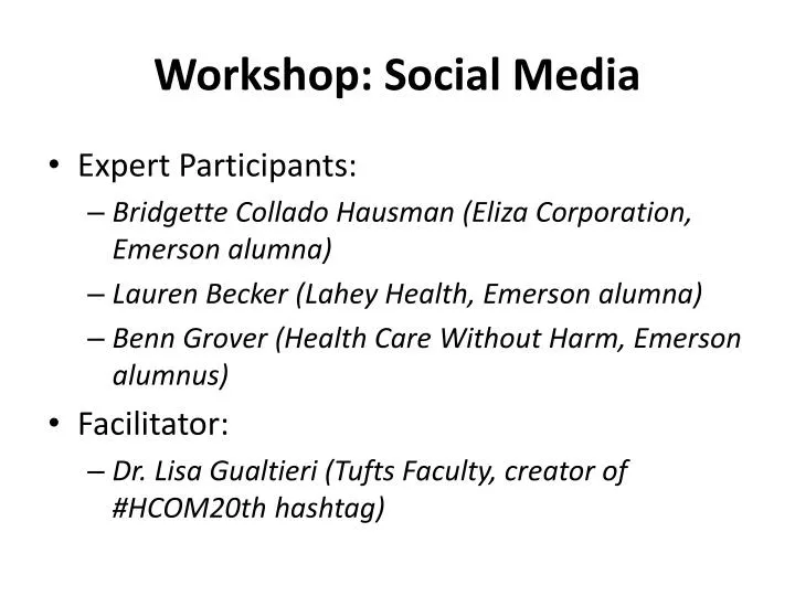 workshop social media
