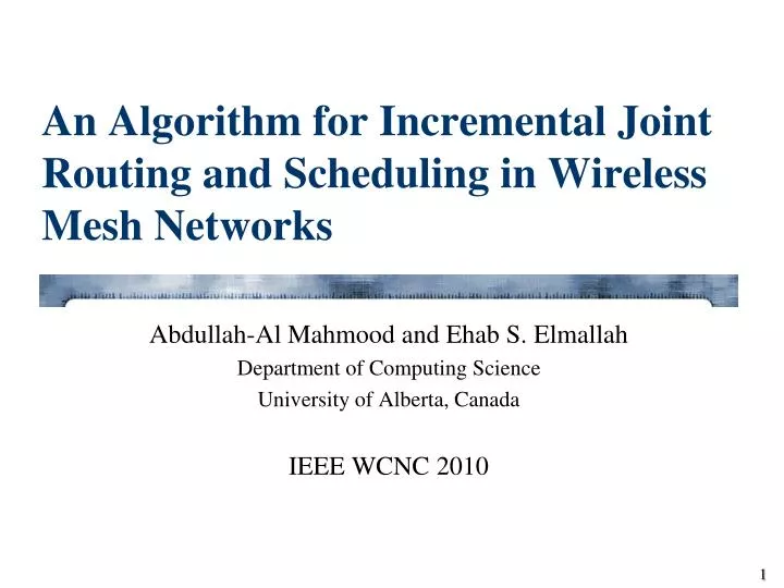 an algorithm for incremental joint routing and scheduling in wireless mesh networks