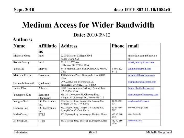 medium access for wider bandwidth