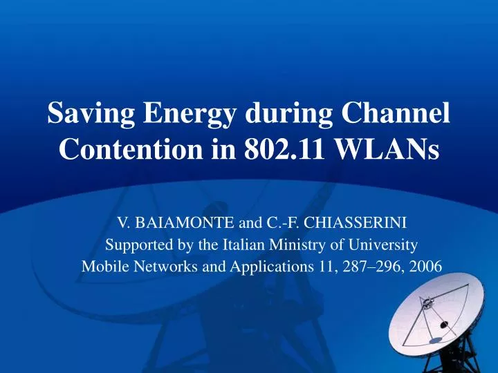 saving energy during channel contention in 802 11 wlans