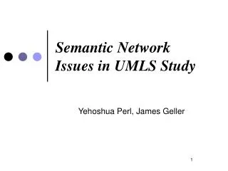 Semantic Network Issues in UMLS Study