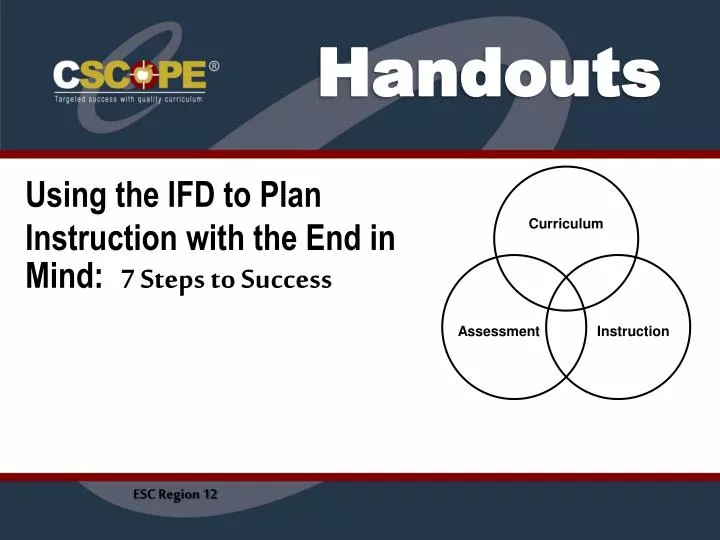 using the ifd to plan instruction with the end in mind 7 steps to success