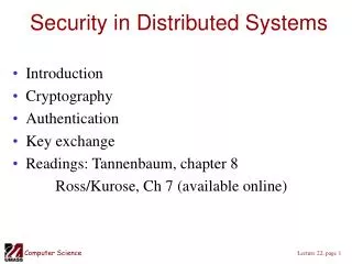 Security in Distributed Systems