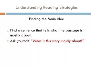 Understanding Reading Strategies