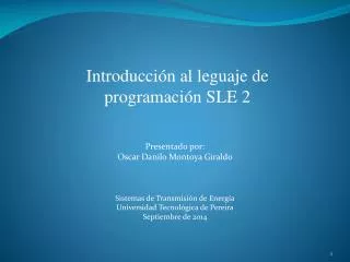Introducción al leguaje de programación SLE 2