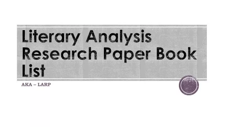 literary analysis research paper book list