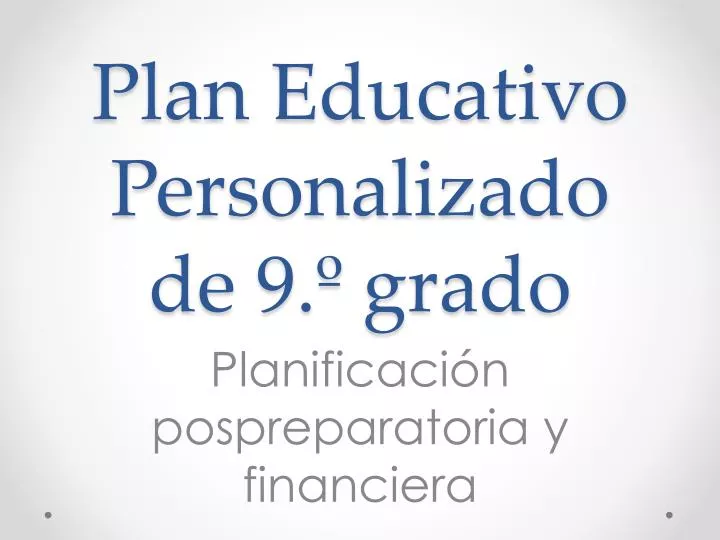 plan educativo personalizado de 9 grado