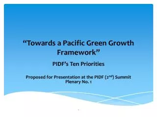 “Towards a Pacific Green Growth Framework”