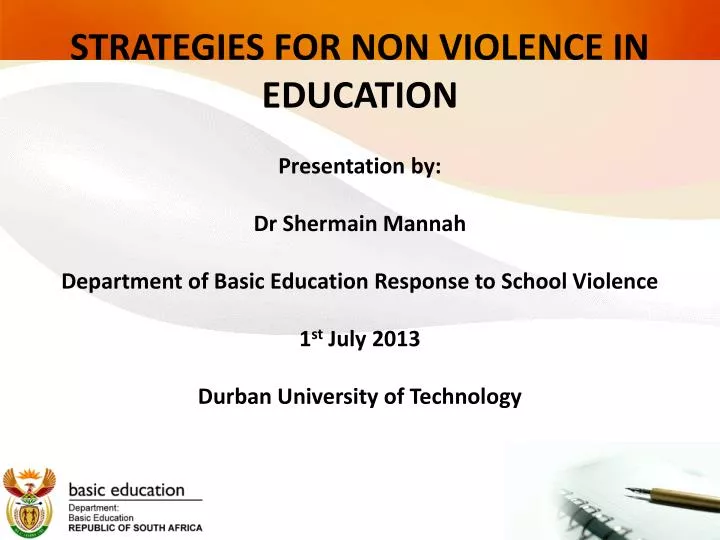 strategies for non violence in education