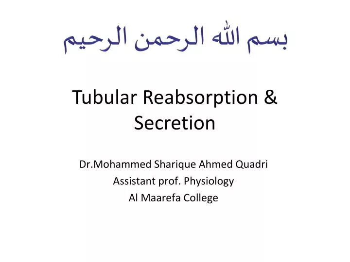 tubular reabsorption secretion