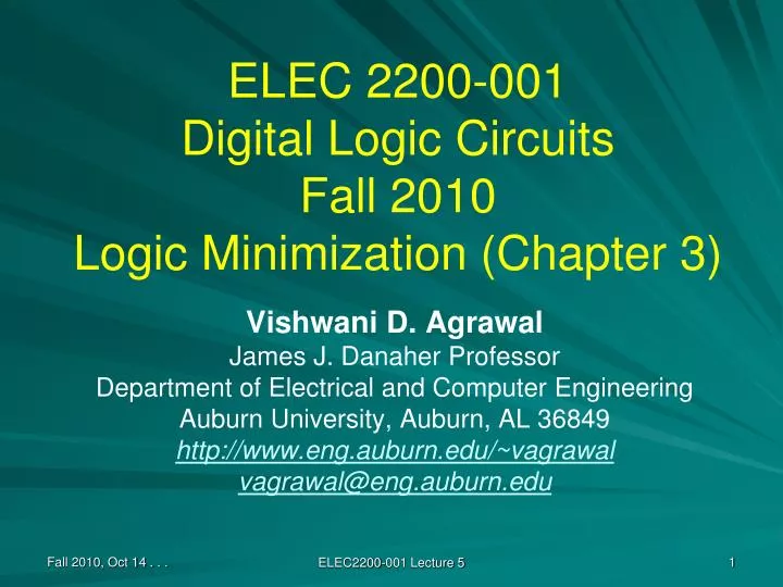 elec 2200 001 digital logic circuits fall 2010 logic minimization chapter 3