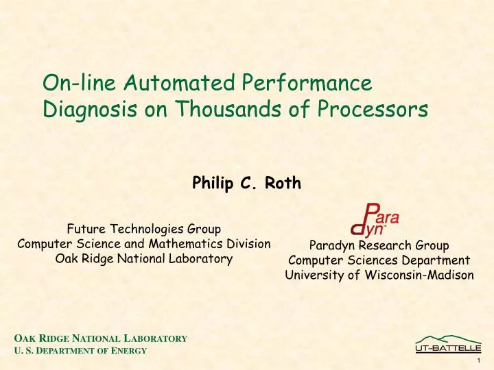 on line automated performance diagnosis on thousands of processors