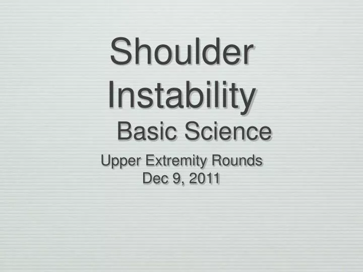 shoulder instability basic science