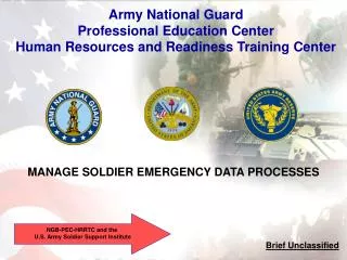 MANAGE SOLDIER EMERGENCY DATA PROCESSES