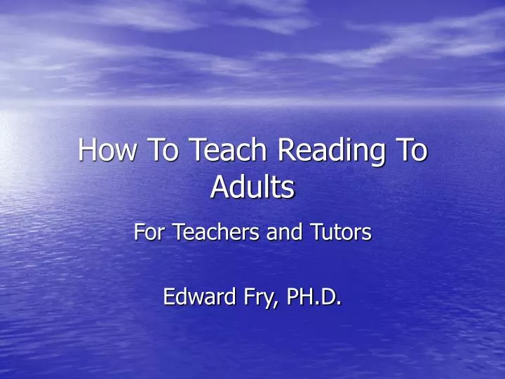 how to teach reading to adults