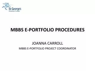 MBBS E-PORTFOLIO PROCEDURES