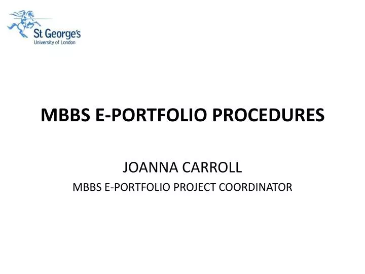 mbbs e portfolio procedures