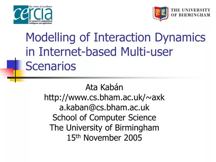 modelling of interaction dynamics in internet based multi user scenarios