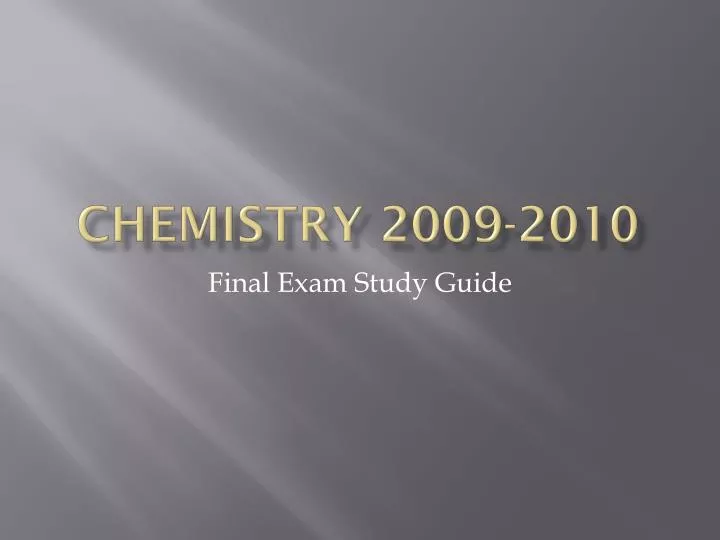 chemistry 2009 2010