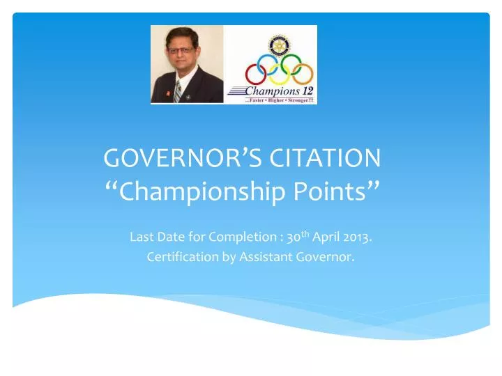 governor s citation championship points