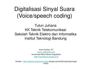 Digitalisasi Sinyal Suara (Voice/speech coding)